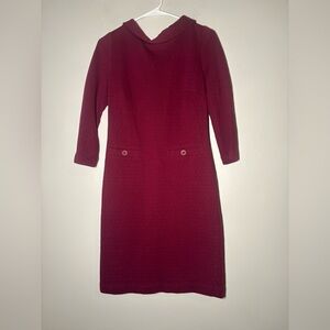 Boden Dress Magenta Ribbed Round Collar Midi Dress size US 6R